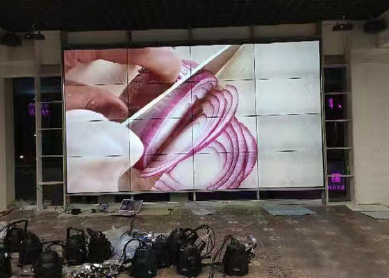46 inch groot video muur display, 3x3 LED video muur recht naar beneden